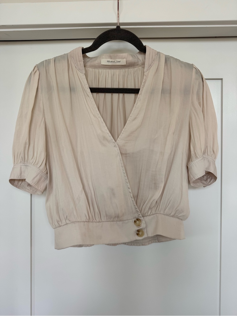 Light Beige V-Neck Wrap Blouse - size small